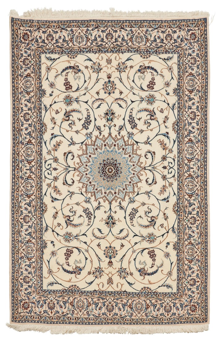 Silk And Wool Nain Rug Iran 4 ft. 4 in. x 7 ft. (1 of 3)