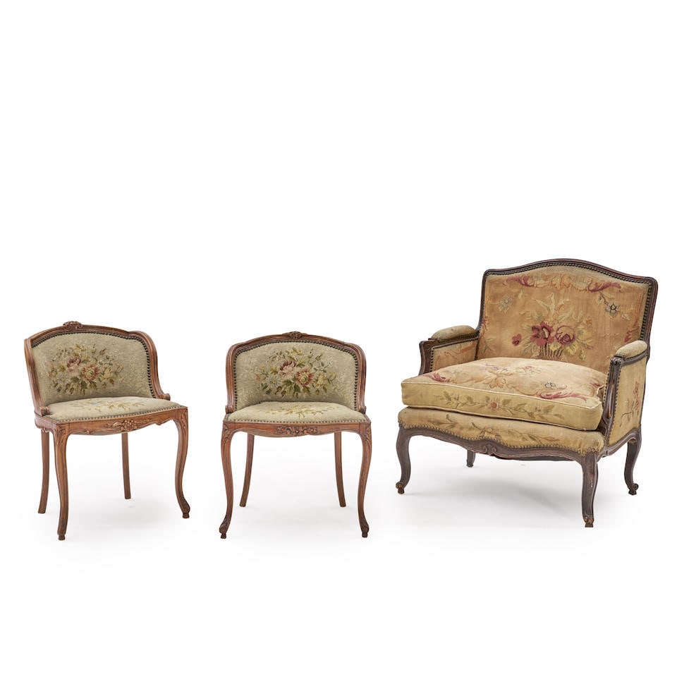 THREE PIECES OF WALNUT SEATING FURNITURE (1 of 1)