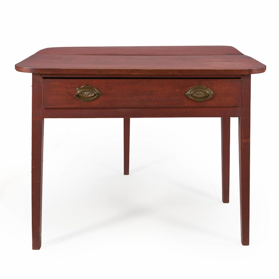 COUNTRY RED-PAINTED CARD TABLE (1 of 2)