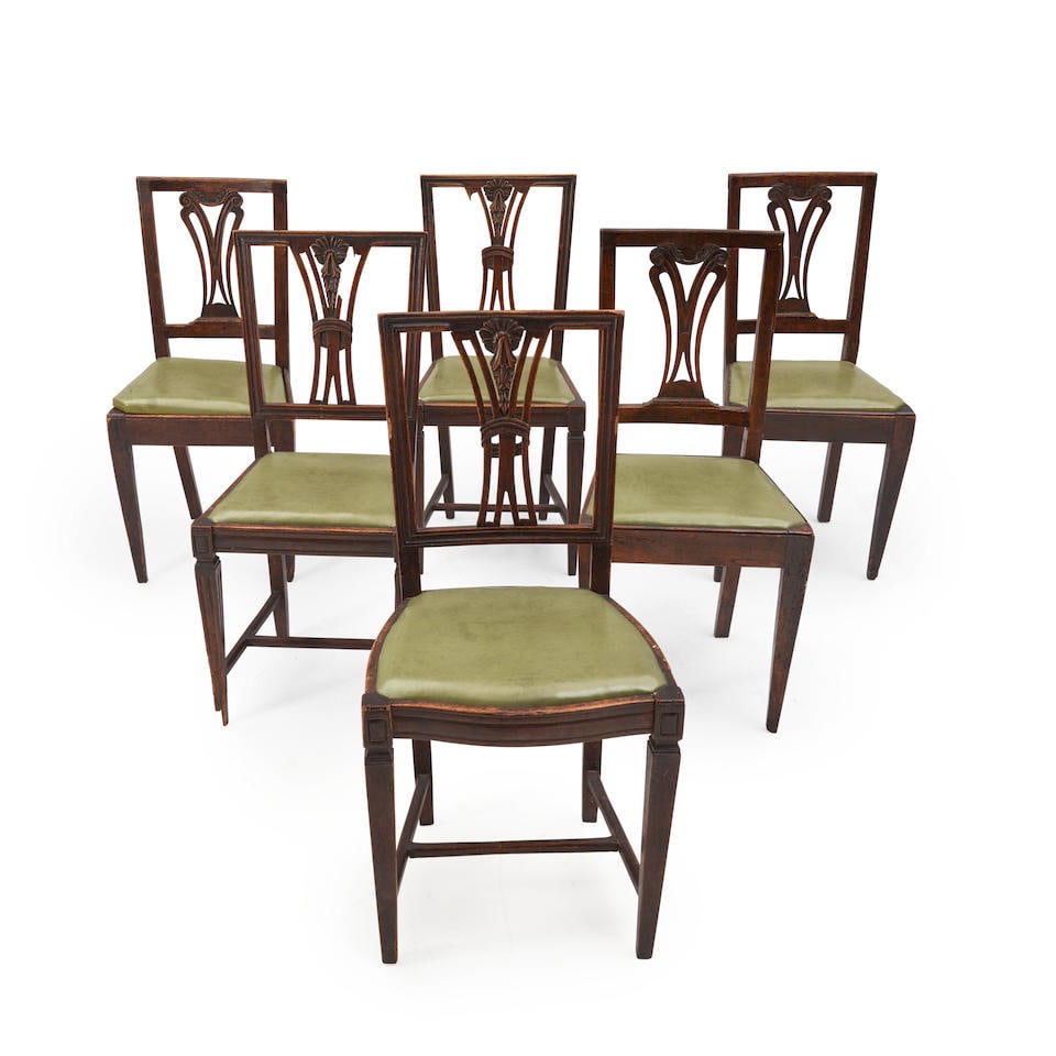 SET OF SIX WALNUT DINING CHAIRS (1 of 1)