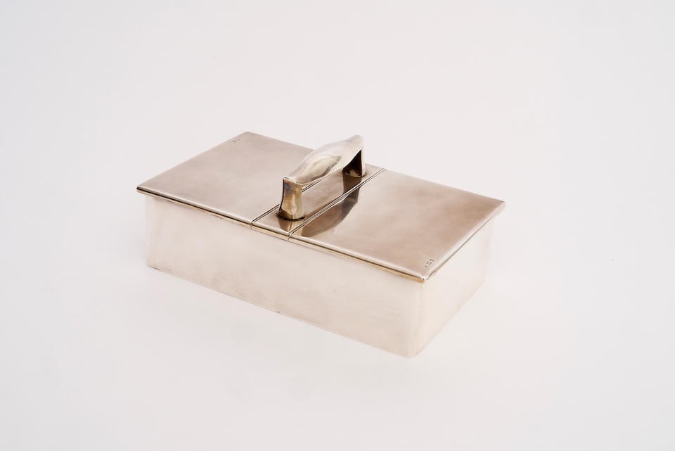 A large silver cigar and cigarette box by Charles & Richard Comyns, London 1920, 14.0cm height x... (1 of 1)