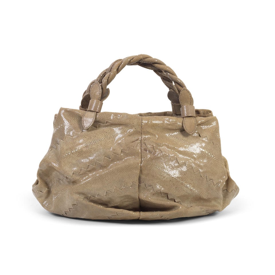 Bottega Veneta: a Beige Shagreen Handbag Limited Edition, numbered 81/150 (includes leather back... (1 of 1)