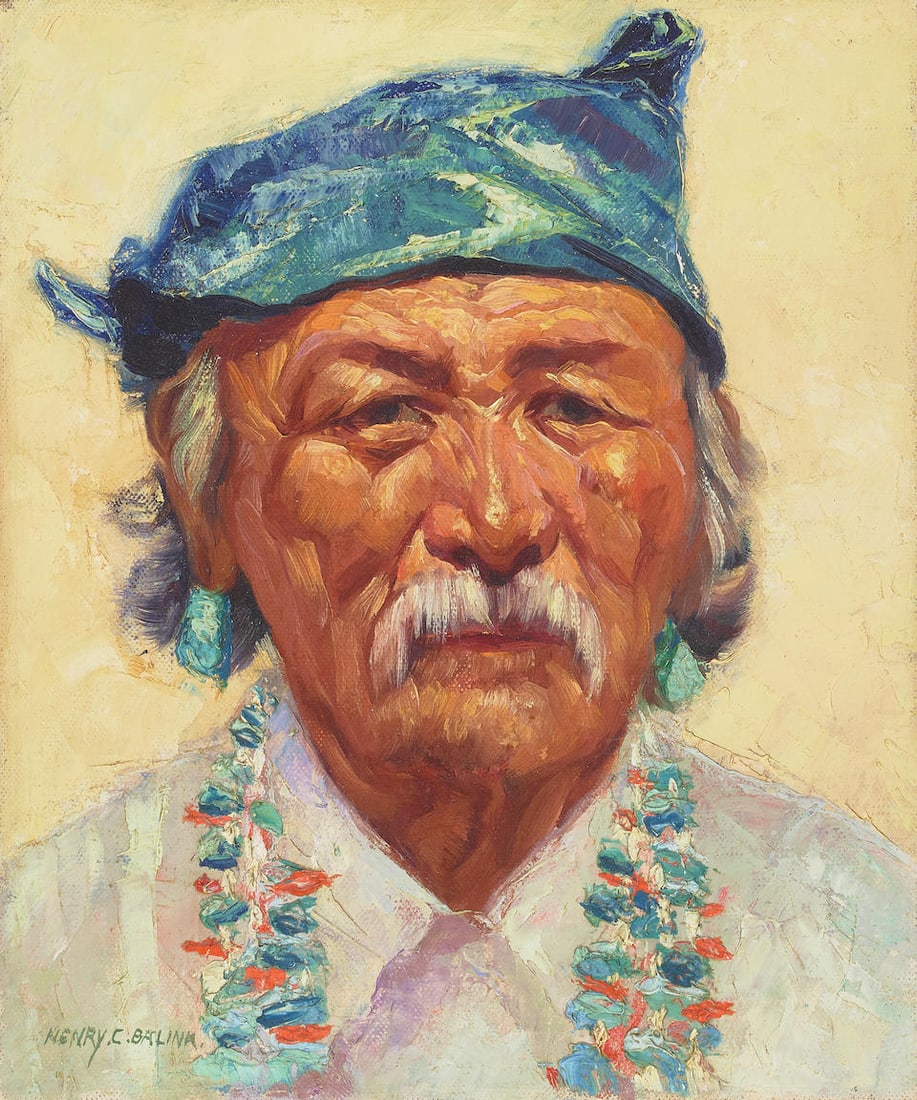 Henry Cornelius Balink (1882-1963) Portrait of Hosteen Begay, Navajo 12 x 10 in.  unframed (1 of 2)