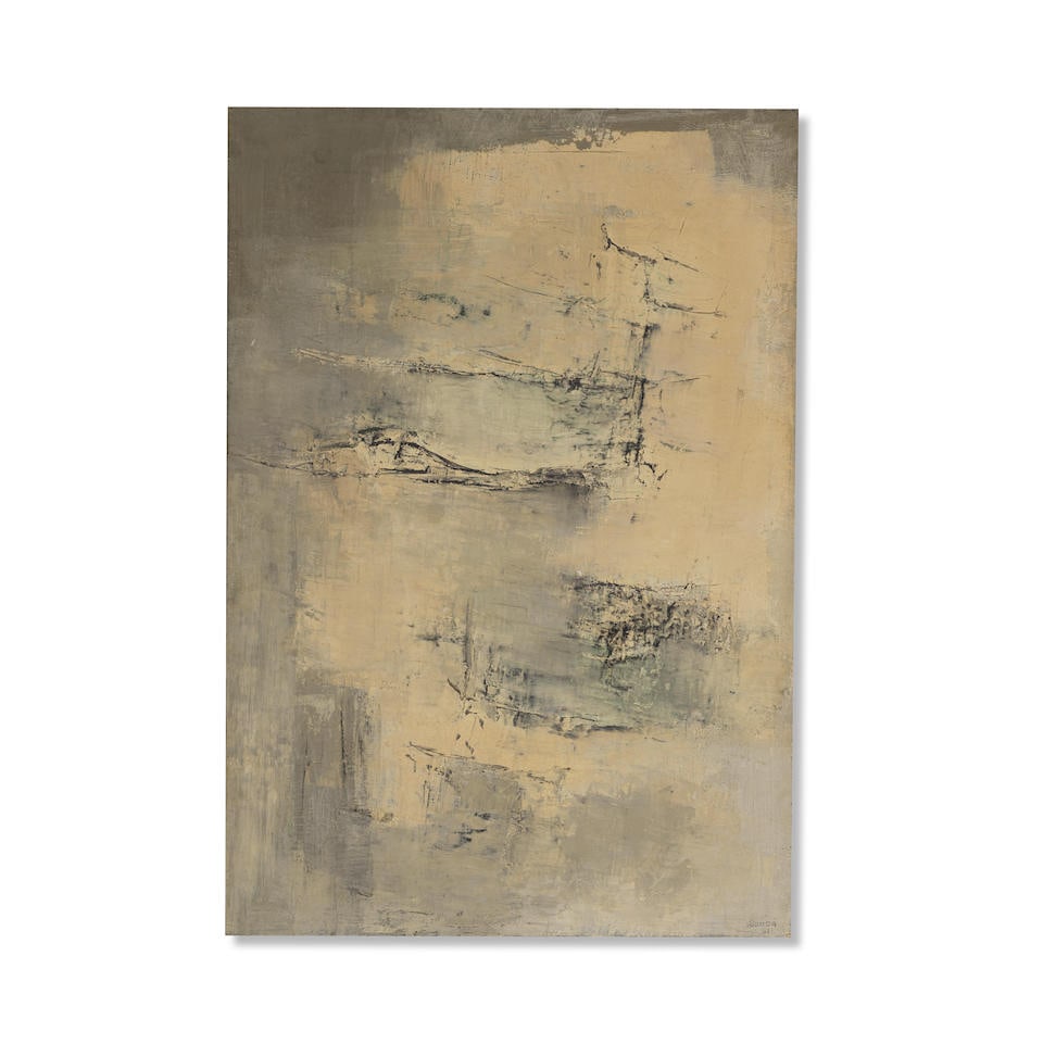 MARIO BIONDA (1913-1985) Vegetazione sommersa 1961: MARIO BIONDA (1913-1985) Vegetazione sommersa 1961 signé, titré et daté 61 huile et technique mixte sur toile signed, titled and dated 61 oil and mixed media on canvas 130 x 99 cm. 51 3