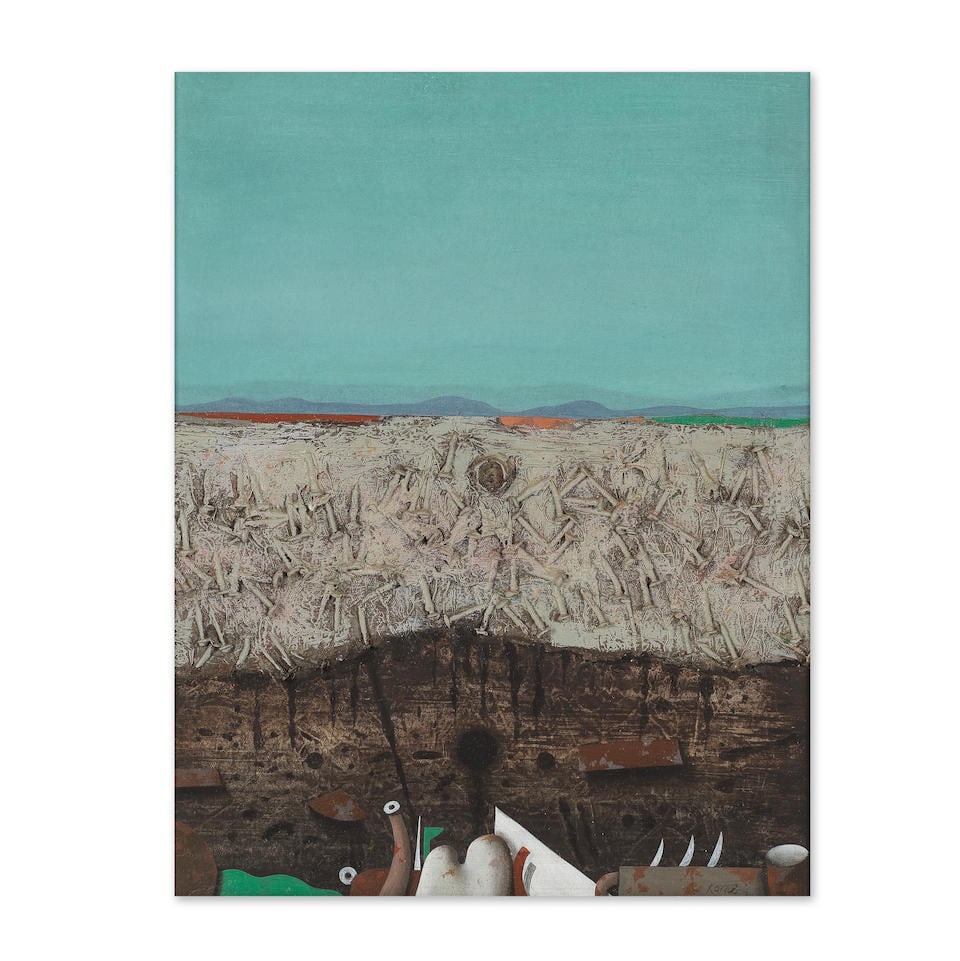 KARL KORAB (born 1937) Sans titre 1974: KARL KORAB (born 1937) Sans titre 1974 signé et daté 74 acrylique, clous et boulon montés sur panneau signed and dated 74 acrylic, nails and bolt on panel 32 x 25 cm. 12 5/8 x 9 13/16