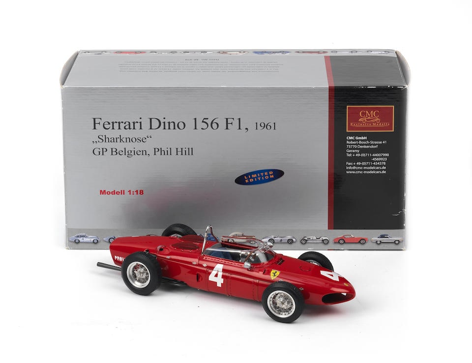 A boxed 1:18 scale model of the 1961 Phil Hill Belgian GP winning Ferrari Dino 156 F1 'Sharknose... (1 of 1)
