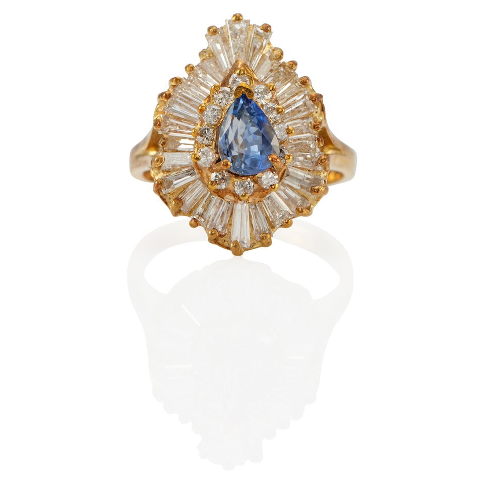 14K GOLD, SAPPHIRE, AND DIAMOND RING (1 of 3)