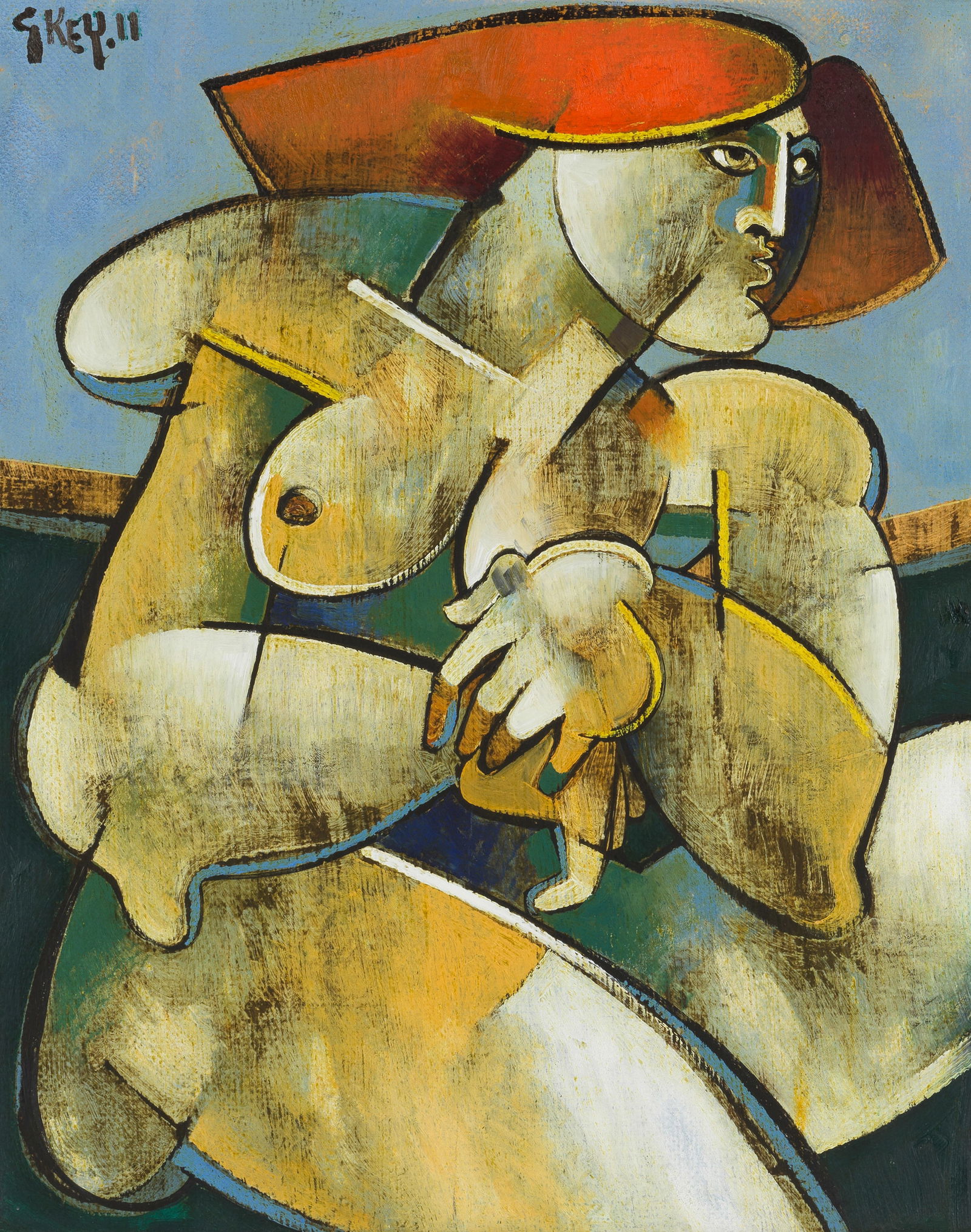 Geoffrey Key (British, born 1941) Clasped Hands: Geoffrey Key (British, born 1941) Clasped Hands signed and dated 'G Key. 11' (upper left); further signed, titled and dated 'CLASPED HANDS./GKey 11' (on canvas verso), also signed, titled and dated 'C