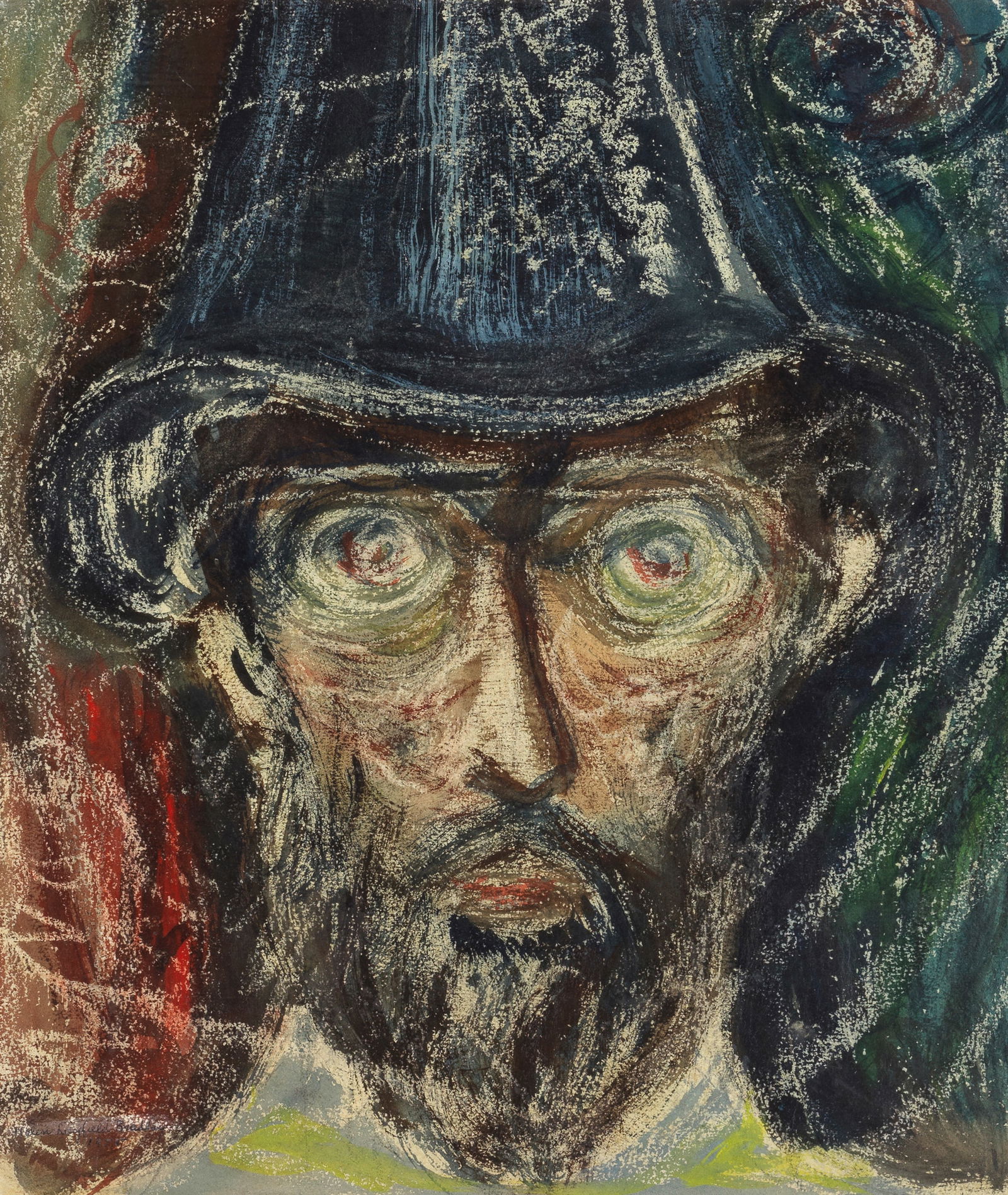 Helen Bradley (British, 1900-1979) Thou Art a Seer (together with a further work on paper, The D...: Helen Bradley (British, 1900-1979) Thou Art a Seer signed and dated 'Helen Layfield Bradley/1955' (lower left); further signed, dated and inscribed 'Go' said God, 'thou art a/seer - go out among my/pe