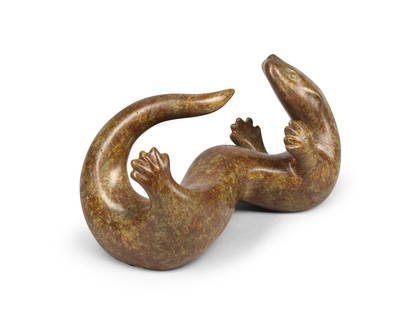 Laurence Broderick (British, 1935-2024) Ornsay Otter Maquette 21.5cm (8 7/16in) wide: Laurence Broderick (British, 1935-2024) Ornsay Otter Maquette signed, titled, numbered and stamped with foundry mark 'LAURENCE BRODERICK ORNSAY OTTER MAQUETTE 24/50' bronze with a brown patina 21.5cm