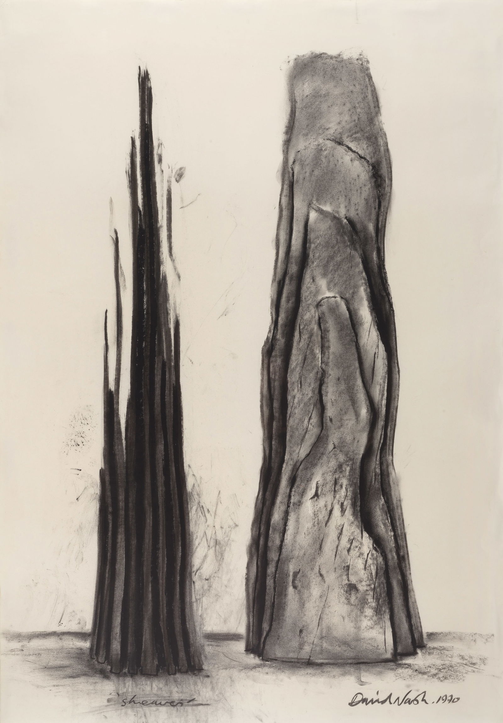 David Nash R.A. (British, born 1945) Sheaves: David Nash R.A. (British, born 1945) Sheaves signed and dated 'David Nash. 1970' (lower right), titled 'sheaves' (lower left) charcoal on paper 113.5 x 79cm (44 11/16 x 31 1/8in). Footnotes: