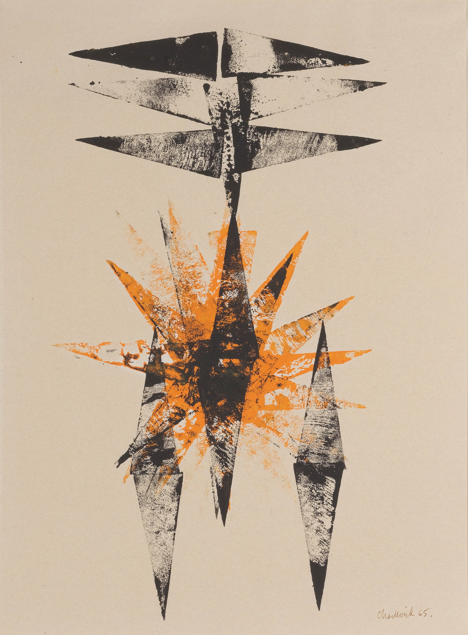 Lynn Chadwick R.A. (British, 1914-2003) Composition No. 32: Lynn Chadwick R.A. (British, 1914-2003) Composition No. 32 signed and dated 'Chadwick 65.' (lower right) ink and gouache on paper 59.5 x 44cm (23 7/16 x 17 5/16in). Footnotes: Provenance<