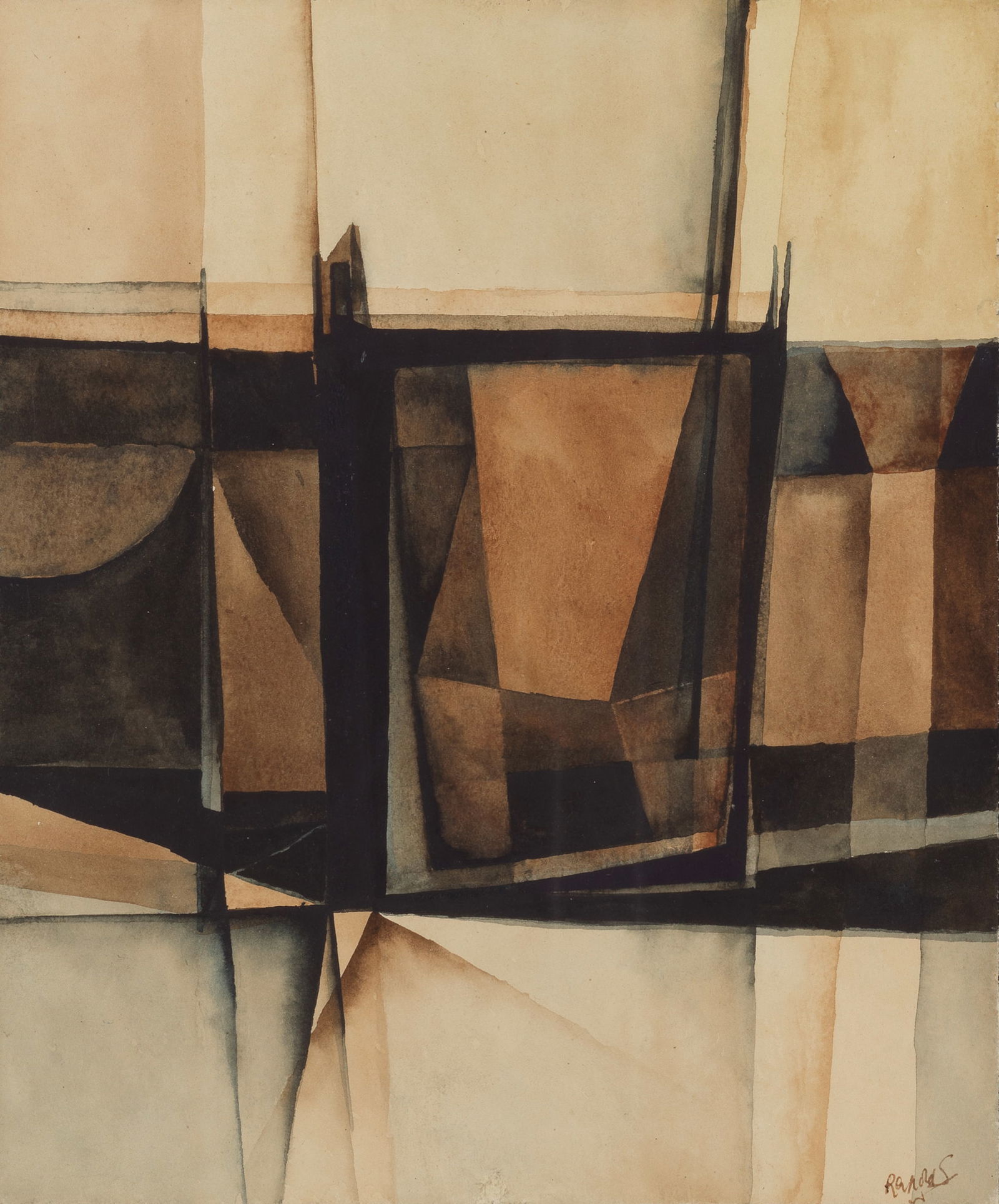 Alan Reynolds (British, 1926-2014) Poem - Yellow, Brown & Black: Alan Reynolds (British, 1926-2014) Poem - Yellow, Brown & Black signed 'Reynolds' (lower right) watercolour on paper, laid on board 27 x 23cm (10 5/8 x 9 1/16in). Footnotes: Provenance