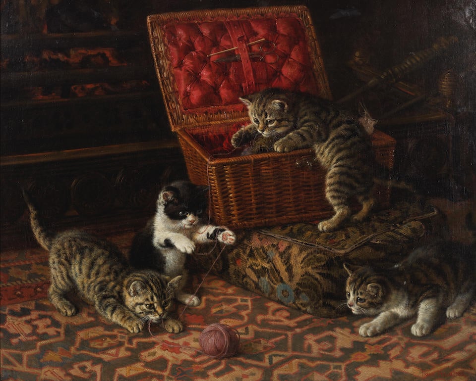 Frank Paton (British, 1856-1909) Kittens at play: Frank Paton (British, 1856-1909) Kittens at play signed and dated 'FRANK PATON 1885.' (lower right) oil on canvas 61 x 76.5cm (24 x 30 1/8in). For further information on this lot please visit Bonhams.