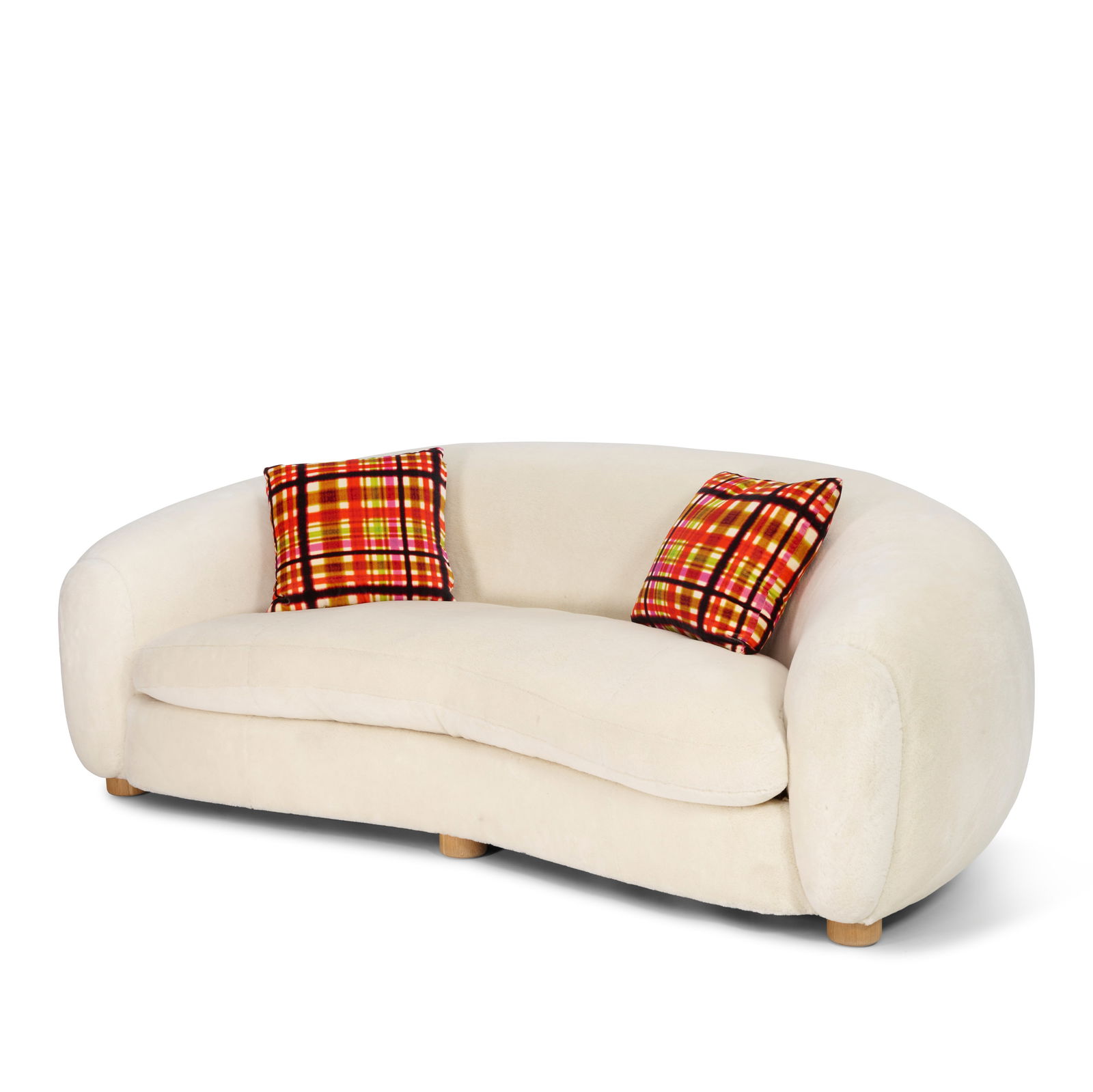 STYLE OF RAPHAEL RAFFEL (1912-2000) Croissant SofaJONAS fabric upholstery, bleached wood legs, w... (1 of 3)