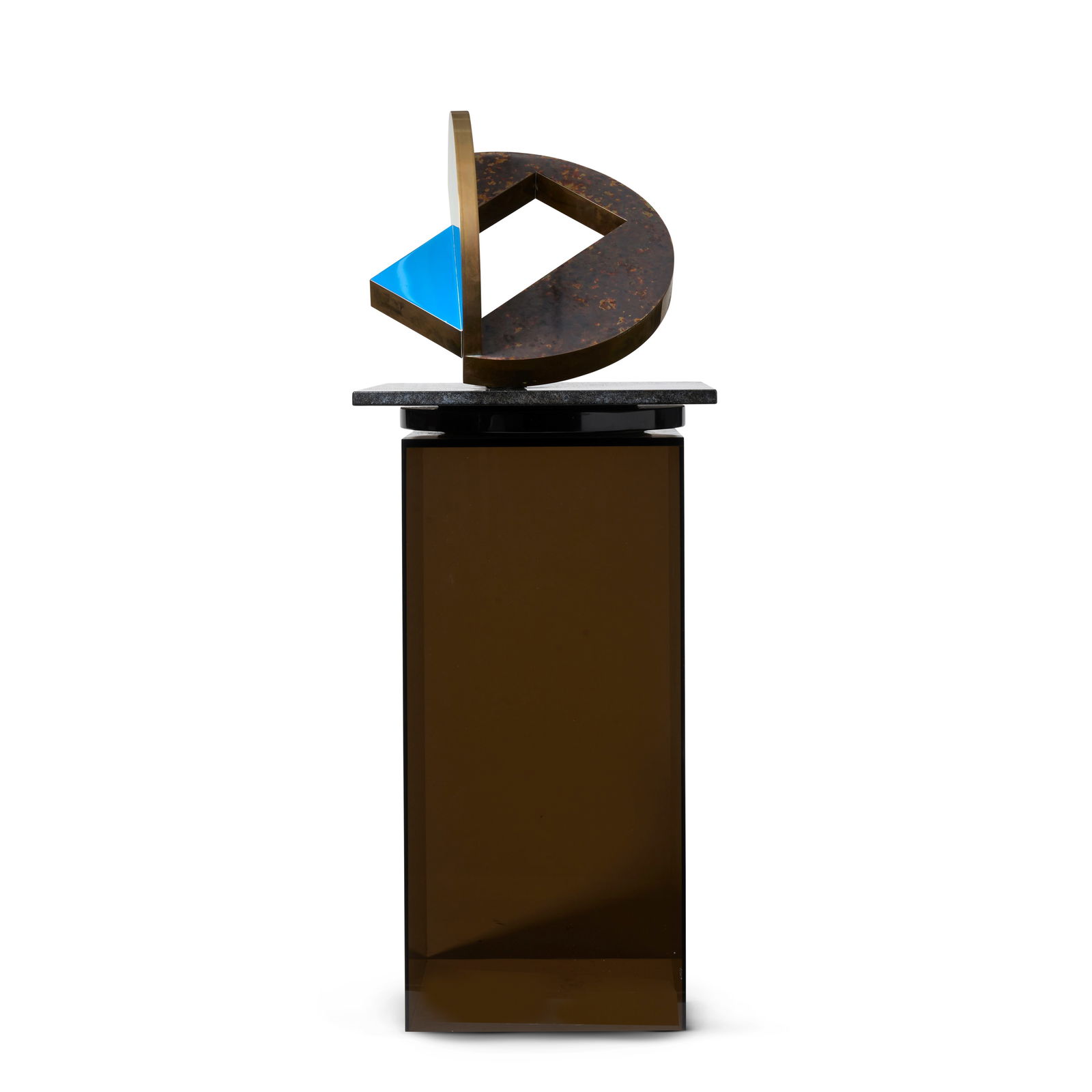 FLETCHER BENTON (1931-2019) Folded Circle Rectangle1977patinated and enameled bronze on granite ... (1 of 5)