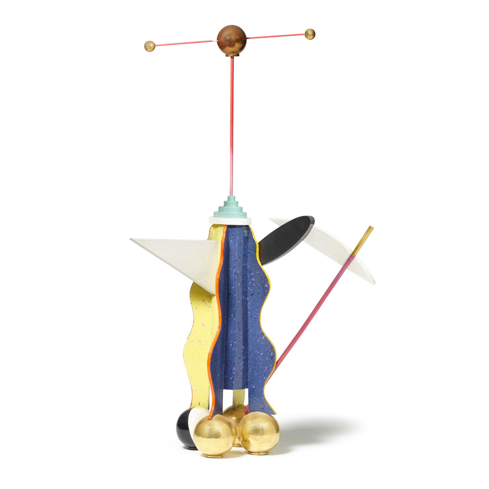 PETER SHIRE (BORN 1947) Atlas Ascending1982glazed earthenware, painted wood, signed and dated 'S... (1 of 2)