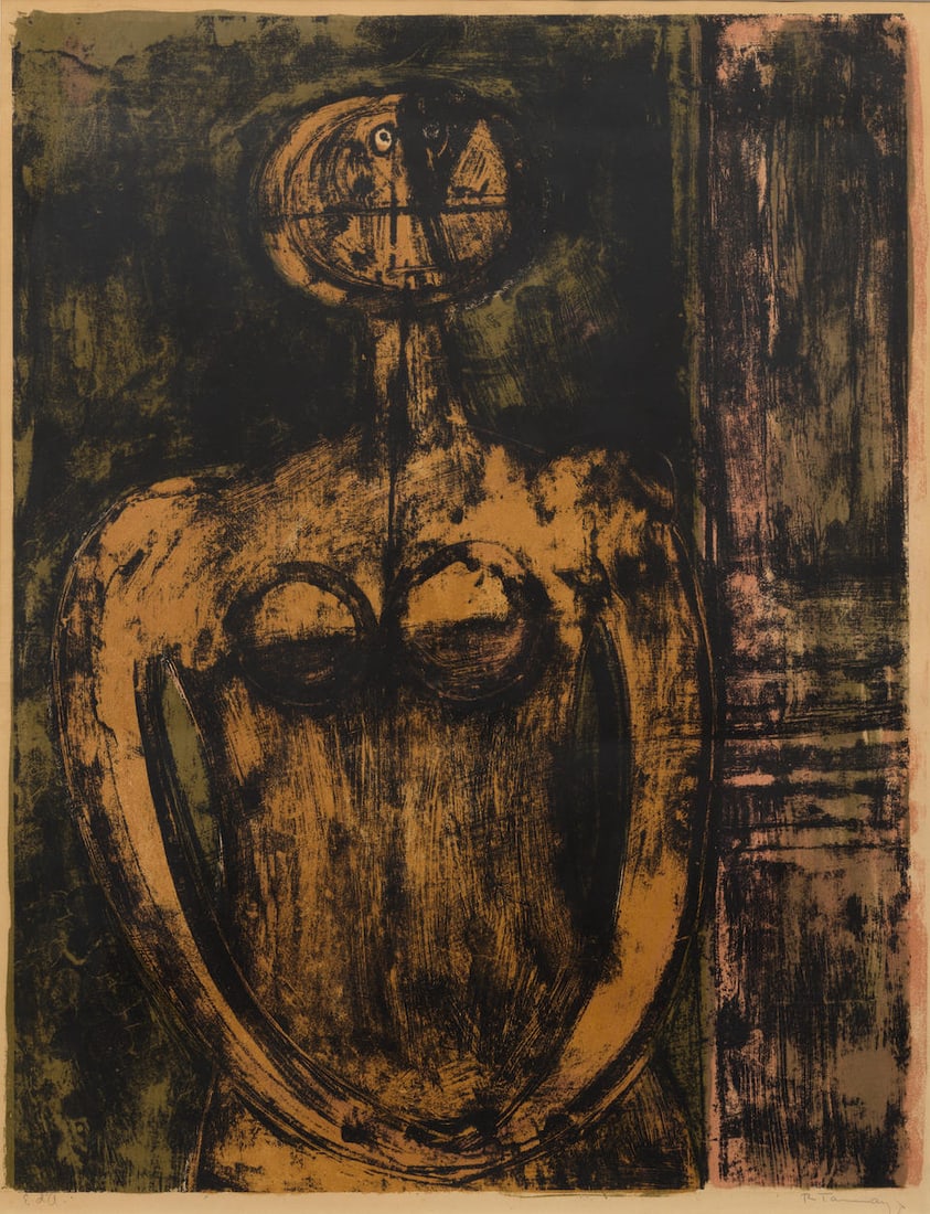 Rufino Tamayo (1899-1991); Desnudo en naranja; (1 of 2)