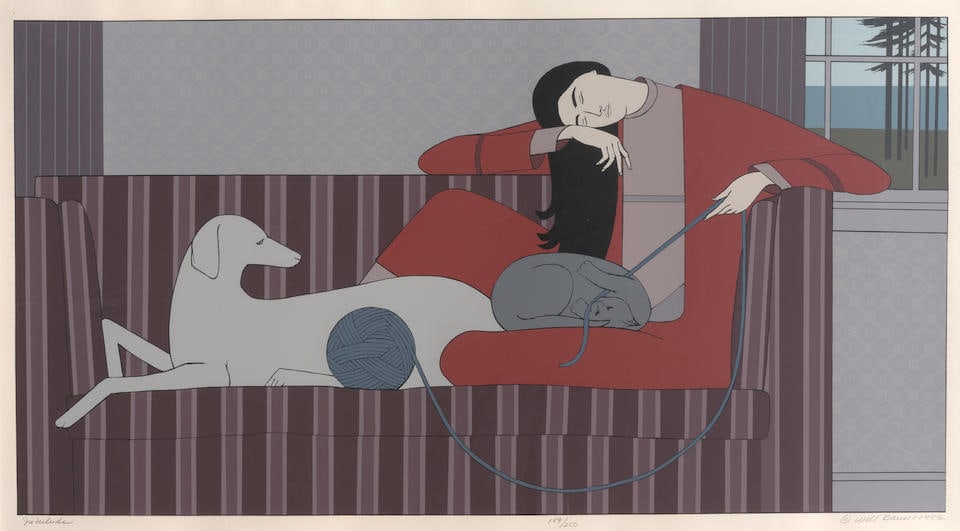 Will Barnet (1911-2012); Interlude;: Will Barnet (1911-2012) Interlude, 1982 Screenprint in colors on wove paper, signed in pencil, titled and numbered 159/250, with the blindstamp of the printer Charles Cardinale at Fine Creations, Inc.