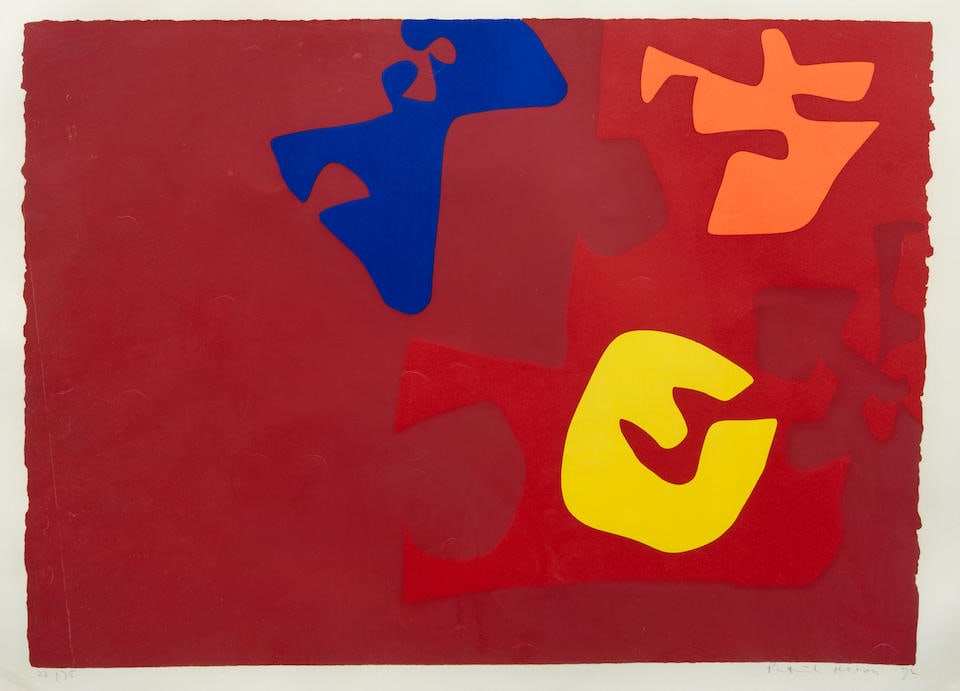 Patrick Heron (1920-1999); Untitled, from Rothko Memorial Portfolio;: Patrick Heron (1920-1999) Untitled, from Rothko Memorial Portfolio, 1972 Screenprint in colors on J. Green mould-made paper, signed in pencil and numbered 23/75 (there were also 15 artist's proofs), p
