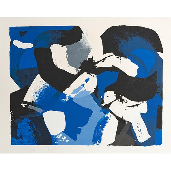 James Brooks (1906-1992); South Fork;: James Brooks (1906-1992) South Fork, 1974 Screenprint in colors on wove paper, signed in pencil, titled, dated and numbered 36/55, with full margins, framed. 27 1/8 x 35in (68.9 x 88.9cm) sheet 35 x 4