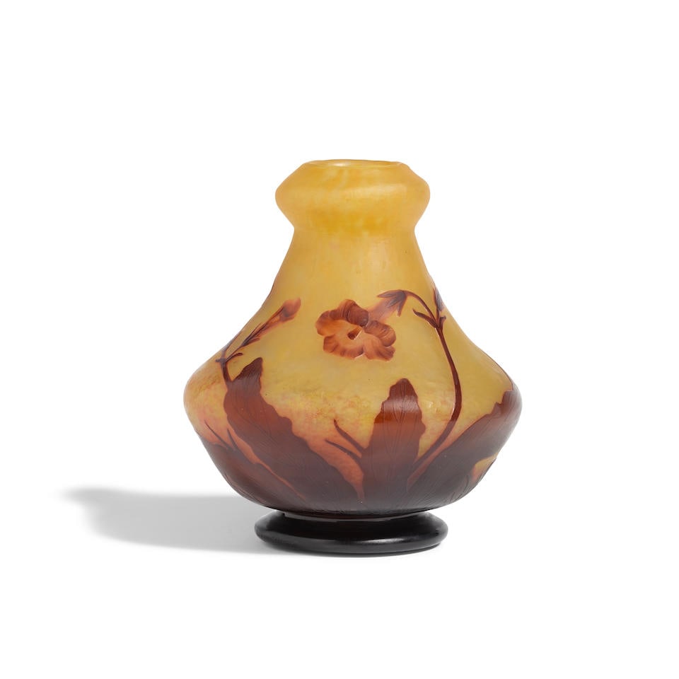 DAUM FRÈRES (FOUNDED 1825) Footed Vase1924-1939mottled cameo glass with partial martelé... (1 of 1)