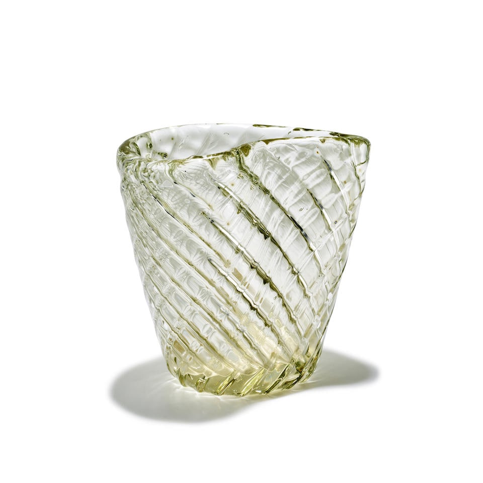 FLAVIO POLI (1900-1984) Cristallo Incrociato Vase circa 1950for Seguso Vetri d'Arte, blown glass... (1 of 2)