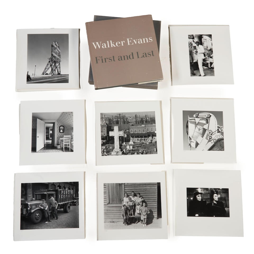 WALKER EVANS (1903-1975) SELECT IMAGES FROM THE FIRST AND LAST PORTFOLIO: WALKER EVANS (1903-1975) SELECT IMAGES FROM THE FIRST AND LAST PORTFOLIO Eight gelatin silver prints, printed 1978; each numbered '70/75' in ink lower left and with Walker Evans Estate stamp embossed