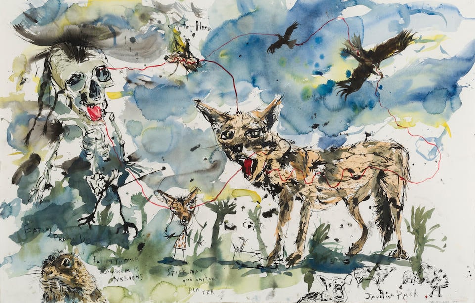 BRAD KAHLHAMER (born 1956) Eating too much because he is nervous: BRAD KAHLHAMER (born 1956) Eating too much because he is nervous 2002 Titré en bas à gauche Signé et daté en bas à droite Aquarelle et encre sur papier Getiteld onderaan links