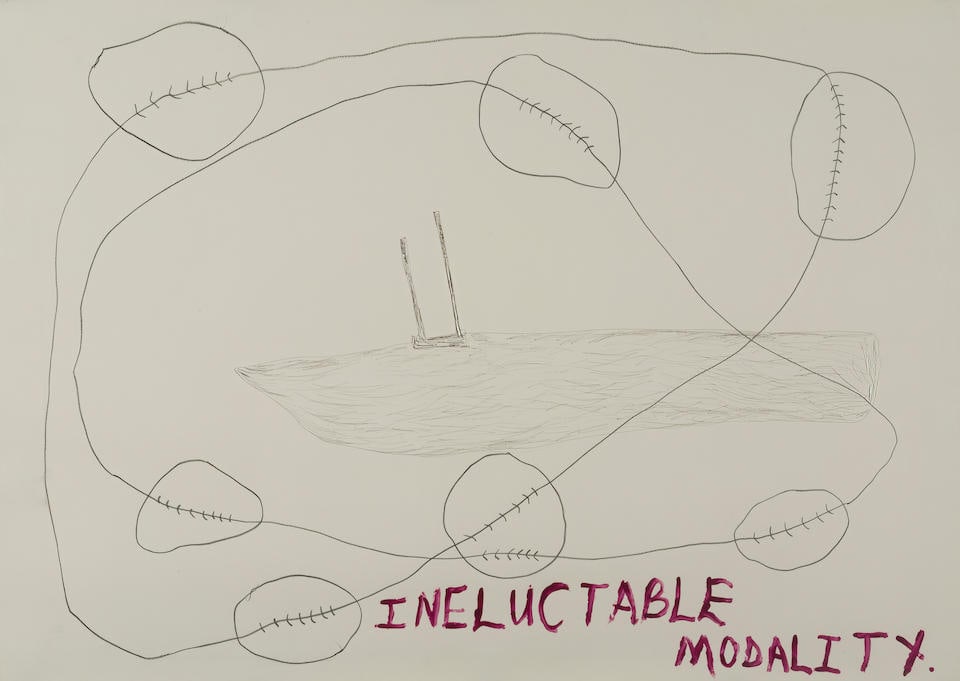 MOSHEKWA LANGA (born 1975) Ineluctable Modality: MOSHEKWA LANGA (born 1975) Ineluctable Modality 1999 Mine de plomb et huile sur papier Grafiet en olie op papier Graphite and oil on paper 100 x 140 cm Footnotes: Provenance / Herkomst Bernier/ Eliade