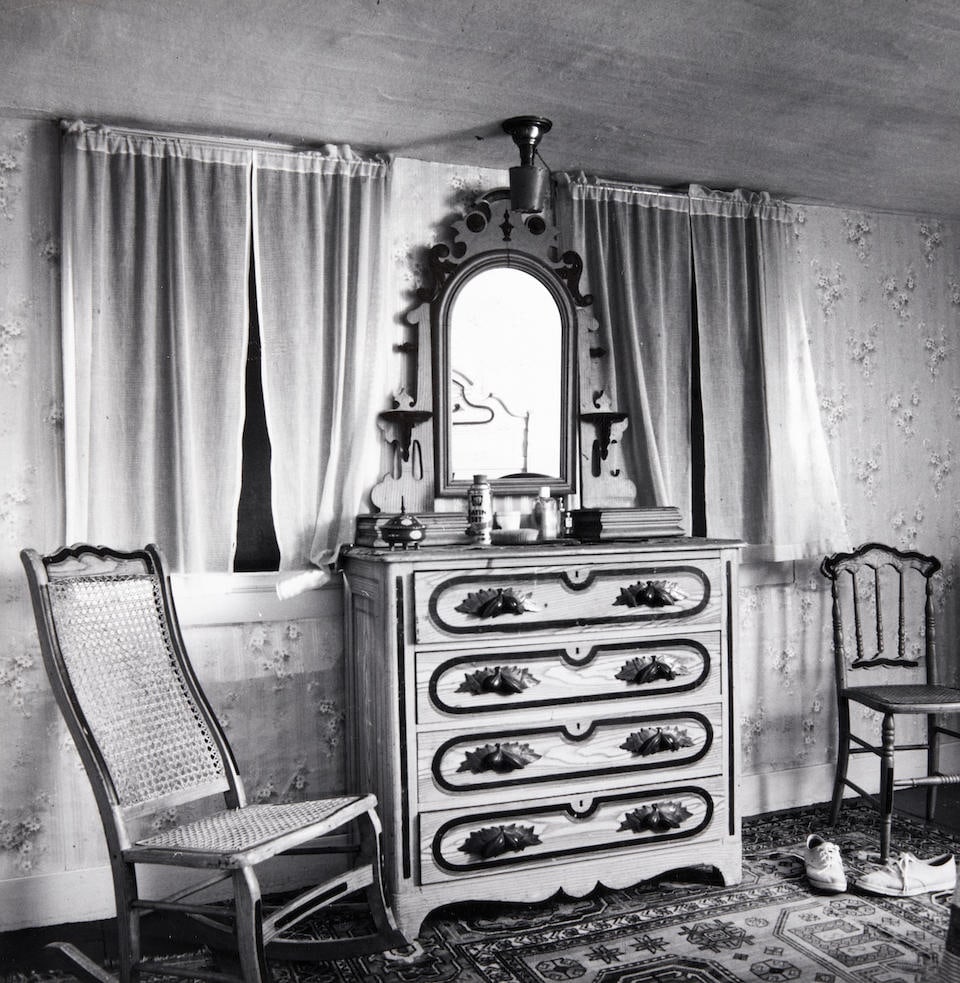 Walker Evans (1903-1975); Three Photographs including: Victorian Interior, Oldwick, New Jersey; (3): Walker Evans (1903-1975) Three Photographs including: Victorian Interior, Oldwick, New Jersey, 1958 An Upstairs Interior Detail, Maine House, 1962; and Barn Door, Nova Scotia, 1971. Three gelatin silv