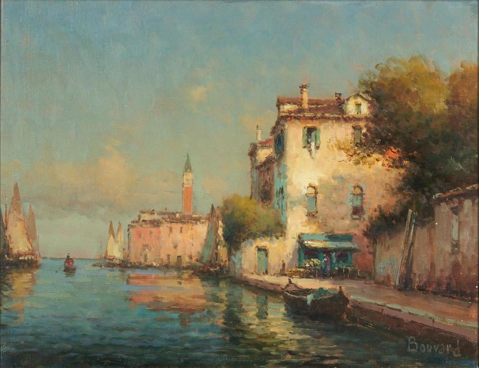 NOEL GEORGES BOUVARD (French, 1912-1975) A Pair of Venetian Canal Views (1 of 5)