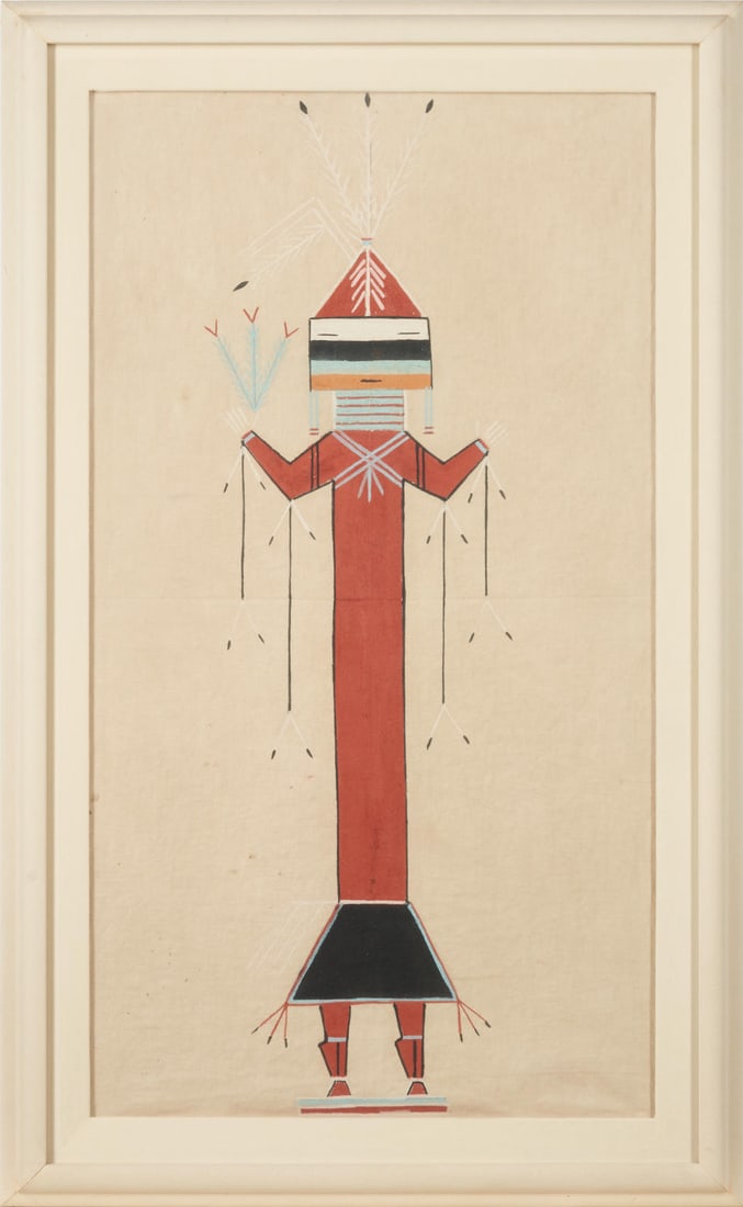 A Dennis Hathale sand painting memory aid Dennis Hathale, Diné (Navajo), (b. 1961), size of... (1 of 2)