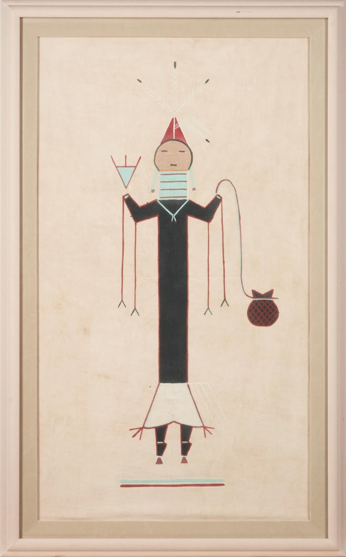 A Dennis Hathale sand painting memory aid Dennis Hathale, Diné (Navajo), (b. 1961), size of... (1 of 2)