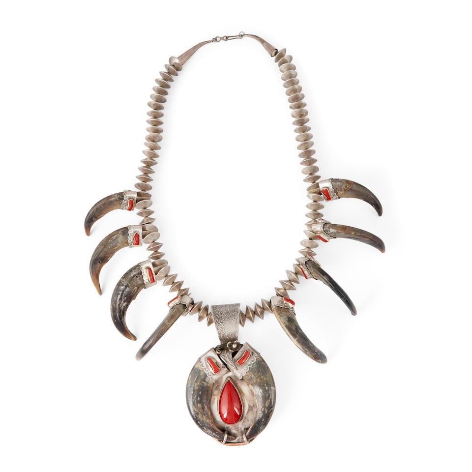 A Victor Hicks bear claw necklace Victor Hicks, Diné (Navajo), 20th/21st century lg. of nec... (1 of 3)