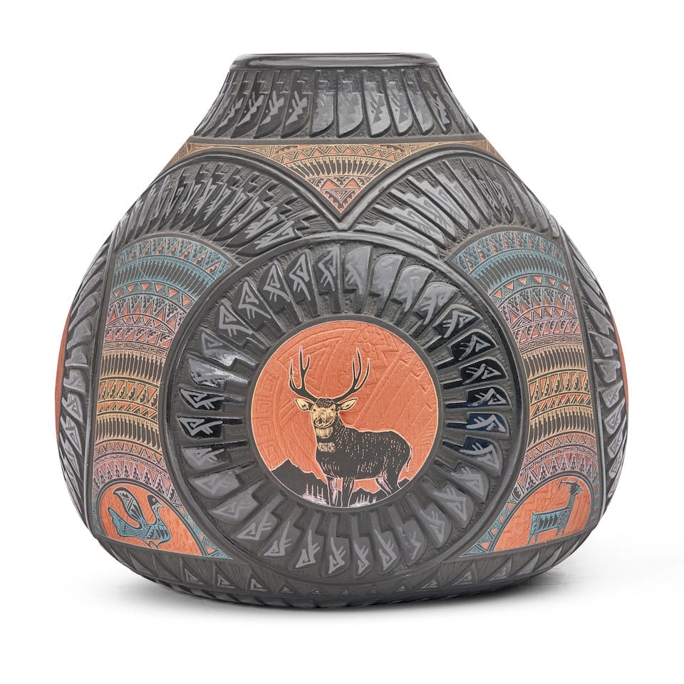 A Marvin Blackmore Jar Marvin Blackmore, Diné (Navajo), (20th/21st century), ht. 10, wd. 9 ... (1 of 3)