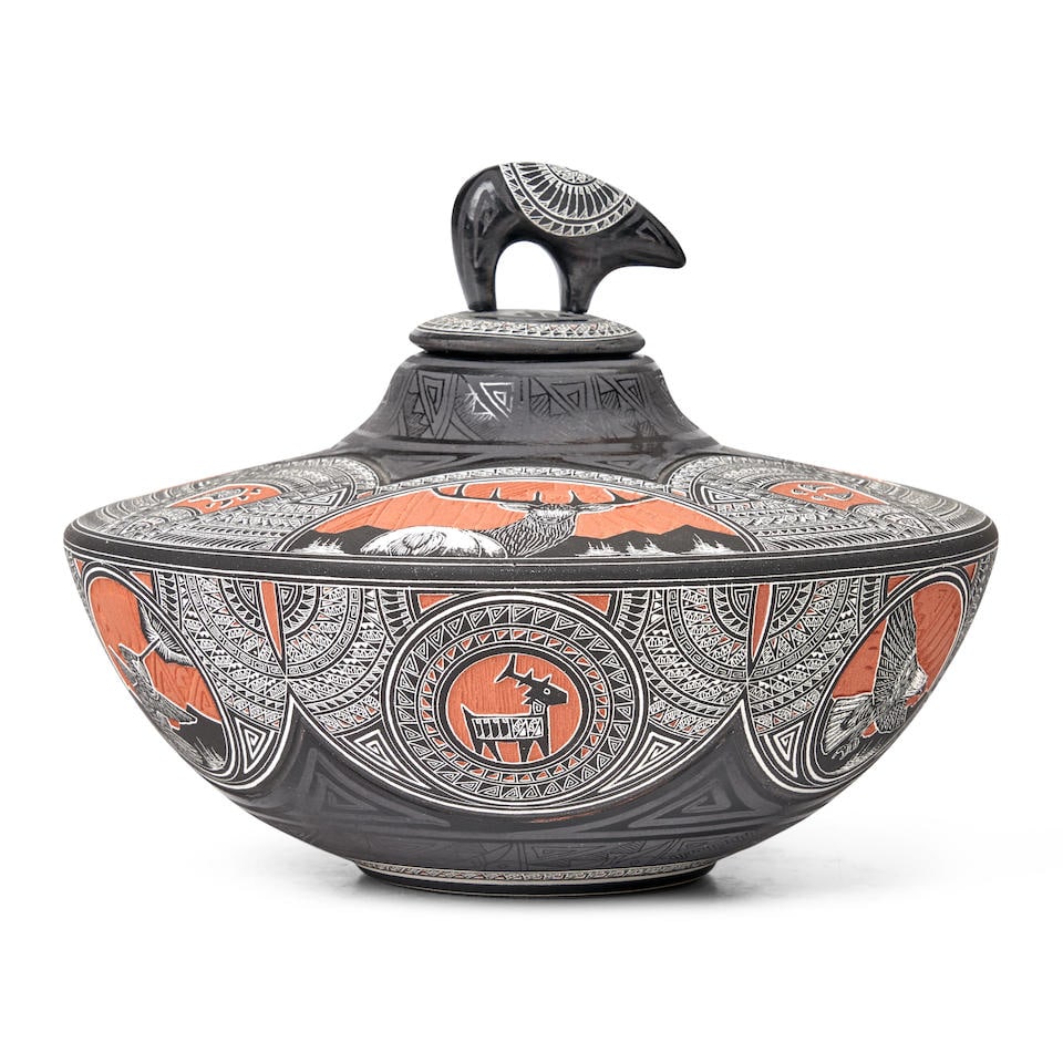 A Marvin Blackmore Jar Marvin Blackmore, Diné (Navajo), (20th/21st century), ht. including ... (1 of 4)