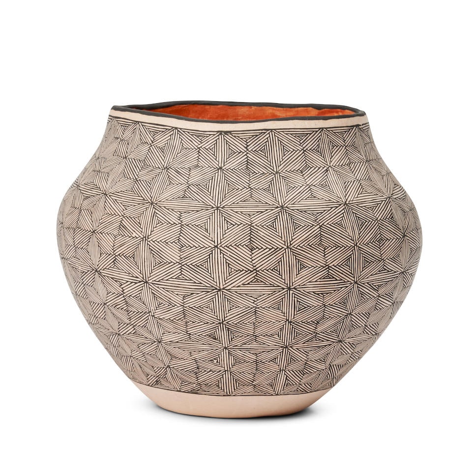 An Acoma polychrome pottery jar ht. 6 1/2, wd. 6 3/4 in. (1 of 3)
