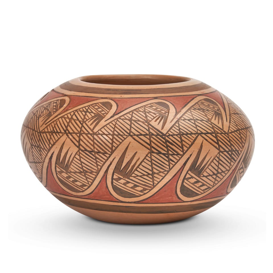A Fannie Nampeyo jar Fannie Nampeyo, Hopi, (1900-1987) ht. 3 1/4, wd. 5 1/4 in. (1 of 3)