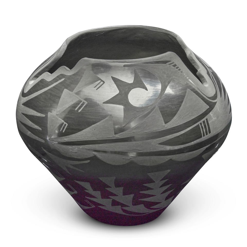 A Carlos Sunrise Dunlap blackware jar Carlos Sunrise Dunlap, San Ildefonso Pueblo, (1958-1981) h... (1 of 3)