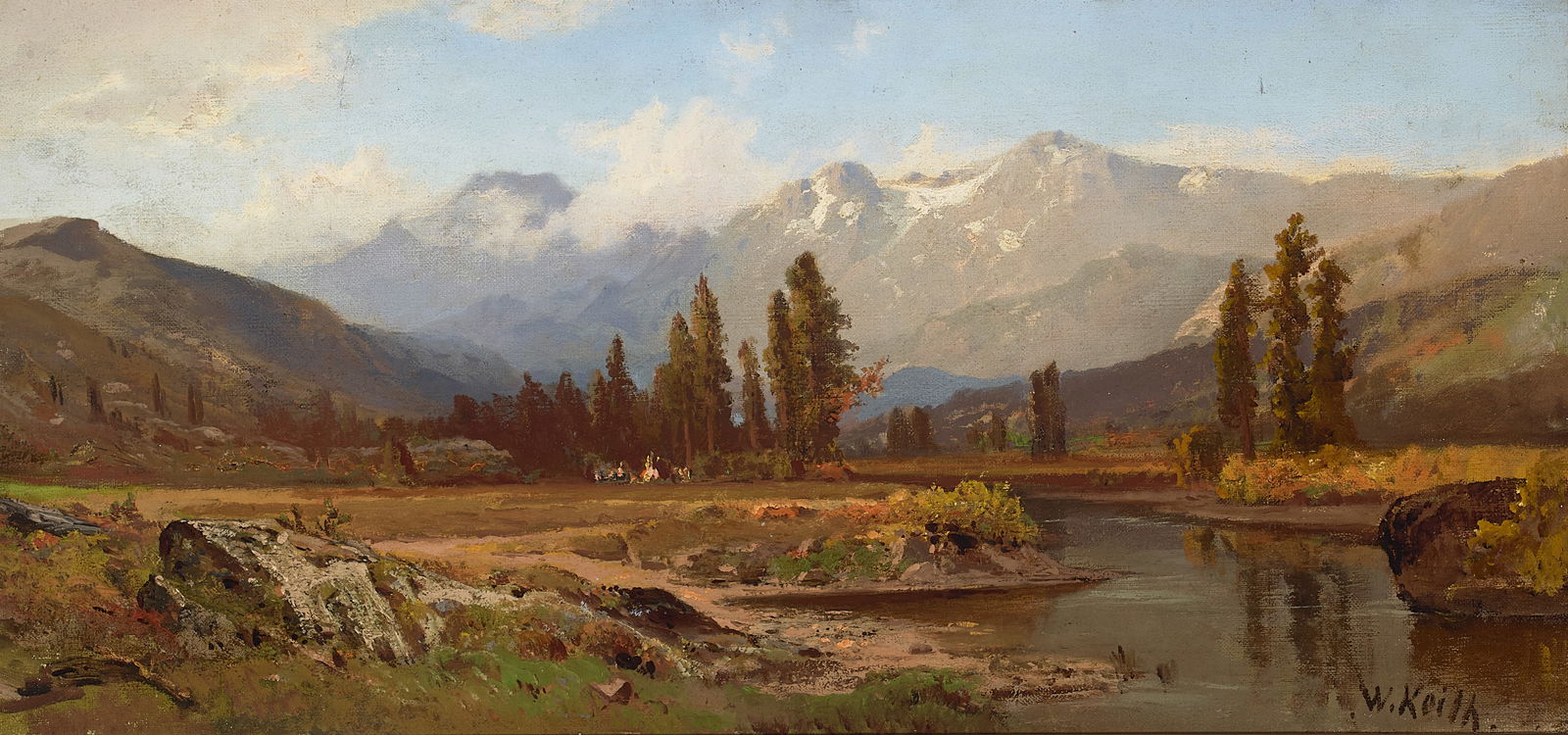 William Keith (1838-1911) Valley in the Sierras 11 x 23 in. framed 18 3/4 x 31 in.: William Keith (1838-1911) Valley in the Sierras signed 'W. Keith' (lower right) oil on canvas 11 x 23 in. framed 18 3/4 x 31 in. Footnotes: Provenance Private collection, Rochester, New Yo