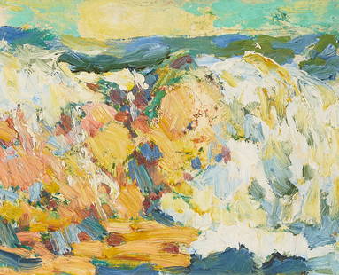 Selden Connor Gile (1877-1947) Sea and Rocks 7 1/2 x 9 1/4 in. framed 12 1/2 x 14 1/4 in. (Paint...: Selden Connor Gile (1877-1947) Sea and Rocks unsigned oil on board 7 1/2 x 9 1/4 in. framed 12 1/2 x 14 1/4 in. Painted circa 1932. Footnotes: Provenance Private collection, San