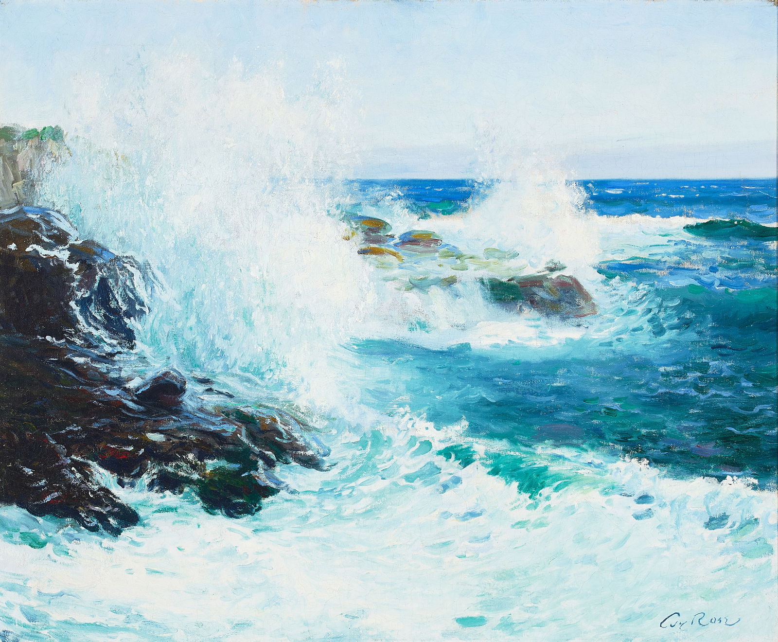Guy Rose (1867-1925) The Sea, Laguna 24 x 29 1/4 in. framed 33 3/4 x 38 3/4 in.: Guy Rose (1867-1925) The Sea, Laguna signed 'Guy Rose' (lower right) and titled (on the reverse) oil on canvas 24 x 29 1/4 in. framed 33 3/4 x 38 3/4 in. Footnotes: Provenance Property fr