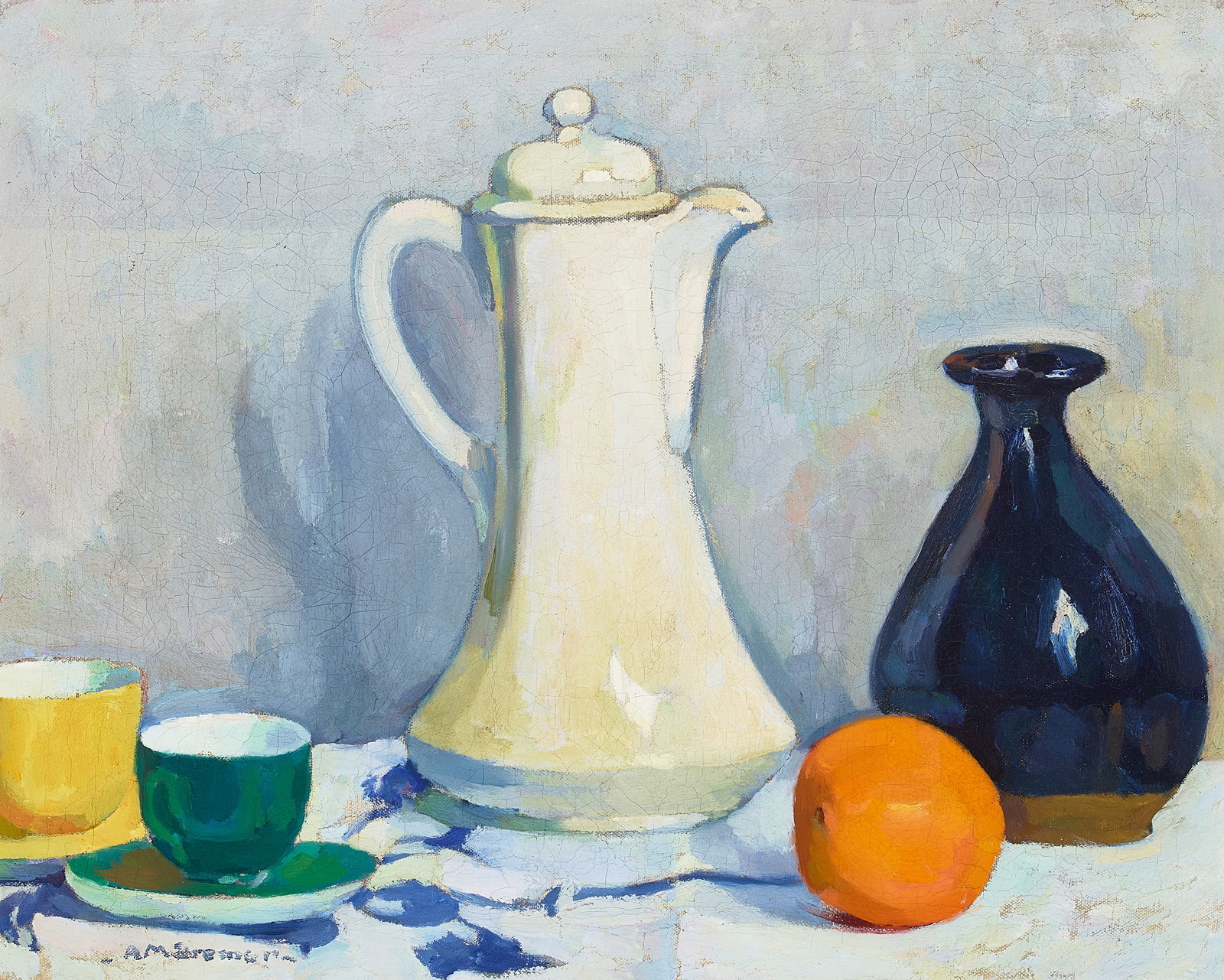 Anne Milly Bremer (1868-1923) Still Life with Orange 16 x 20 in. framed 23 x 27 in. (1 of 2)