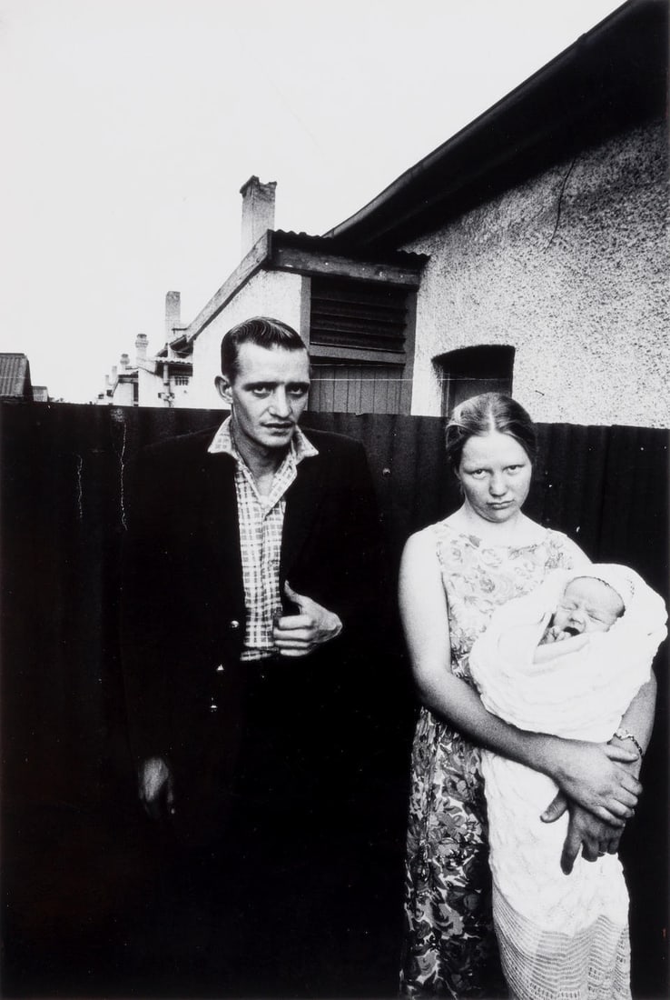 David Goldblatt (1930-2018); Railroad Shunter J.J. Olivier and His Wife;: David Goldblatt (1930-2018) Railroad Shunter J.J. Olivier and His Wife, 1966 Gelatin silver print; the photographer's copyright credit stamp, a hand stamp with date 'Ph JUL-7 66', and a typed caption