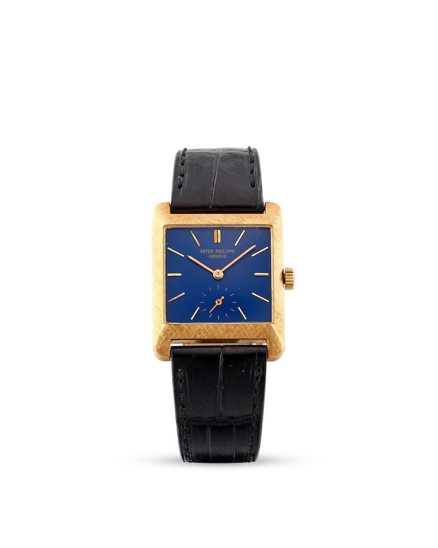 PATEK PHILIPPE | REF.2488, A YELLOW GOLD WRISTWATCH, CIRCA 1955: PATEK PHILIPPE | REF.2488, A YELLOW GOLD WRISTWATCH, CIRCA 1955 Case/Movement No: 6'710'07/9'583'79 Calibre: 10-200, manual winding, signed Dial: Blue, signed Case: 28 x 35mm (including lugs), 18k yel