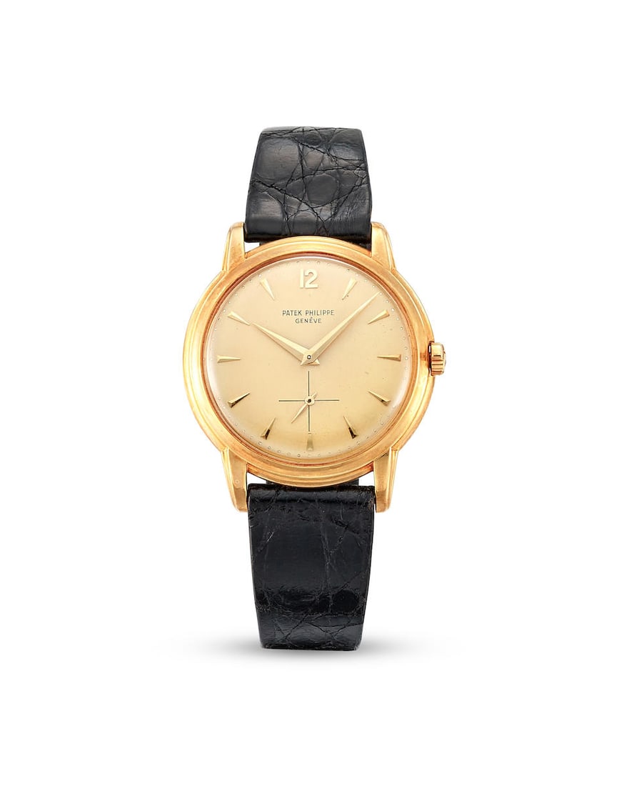 PATEK PHILIPPE | REF.2551, A YELLOW GOLD WRISTWATCH, CIRCA 1954: PATEK PHILIPPE | REF.2551, A YELLOW GOLD WRISTWATCH, CIRCA 1954 Case/Movement No: 2'600'508/7'655'15 Calibre: 12-600 AT, automatic, signed Dial: Cream, signed Case: 36mm, 18k yellow gold, screw down c