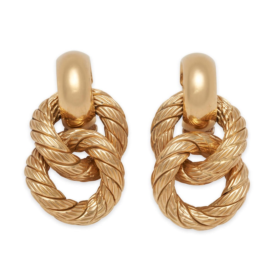 CARLO WEINGRILL: A PAIR OF 18K GOLD DOORKNOCKER EARCLIPS, ITALY (1 of 4)