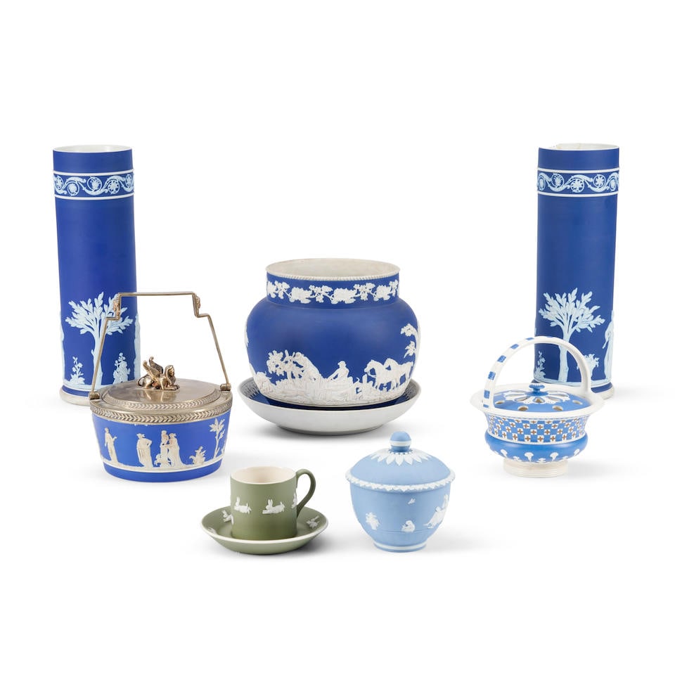 SIX WEDGWOOD JASPER ITEMS AND TWO RELATED ITEMS (1 of 1)