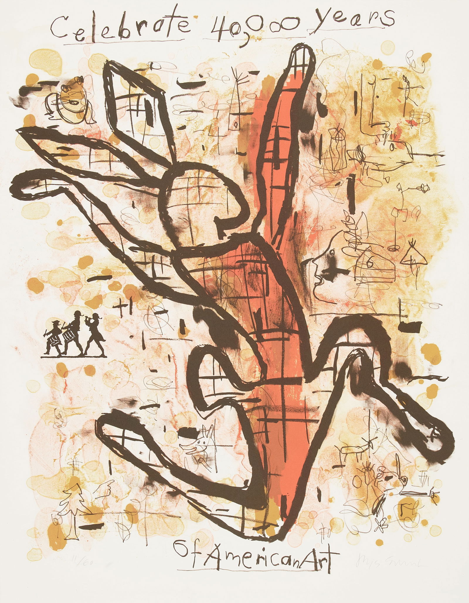 A Jaune Quick-to-See-Smith lithograph, 'Celebrate 40,000 Years of American Art,' 1996 (1 of 1)